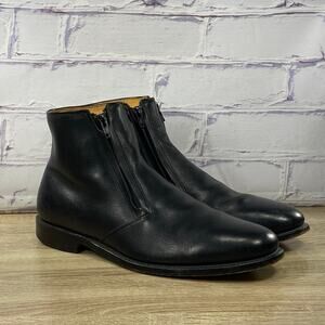Allen Edmonds York Double Zip Up Black Leather Ankle Boots Men's Size 10.5 B